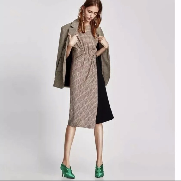 🆕Zara Patchwork asymmetrical midi dress - Picture 3 of 14